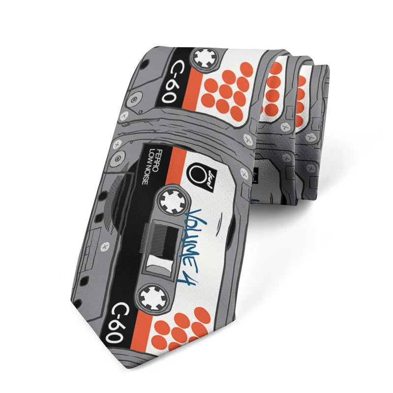Interesting Old-fashioned Cassette Music Tape Tie Design Irregular Qme style5