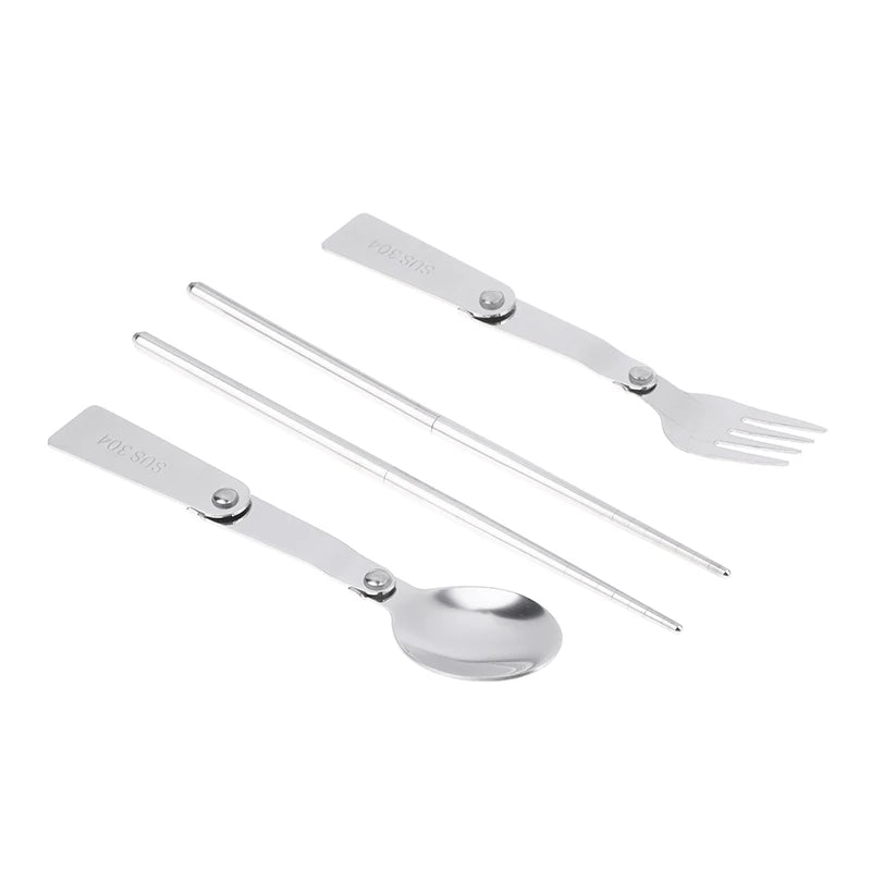 Portable Outdoor Cutleries Stainless Steel Spoon Fork Chopstick Qme