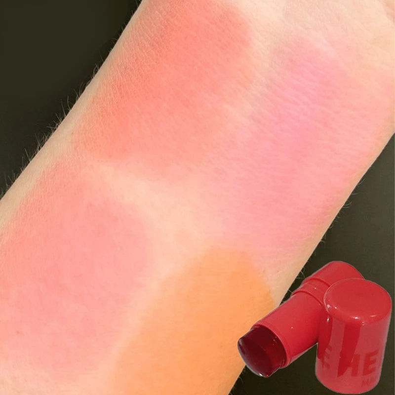 Strawberry Jelly Blush Stick Brighten Cheek Rouge Dual Use of Lips and Cheeks Blusher Waterproof Lasting Red Tint Cheek Color Qme