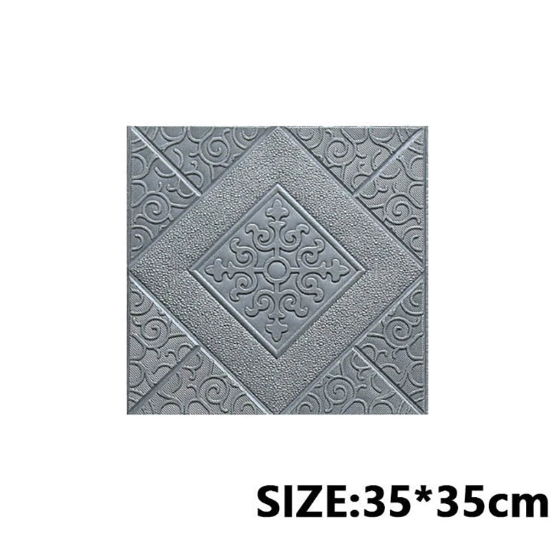 1Pcs 35*35cm Self-adhesive 3D Background Wallpaper Foam Wall Sticker Waterproof Moistureproof Living Room Decoration Qme Sliver 10Pcs35x35cm