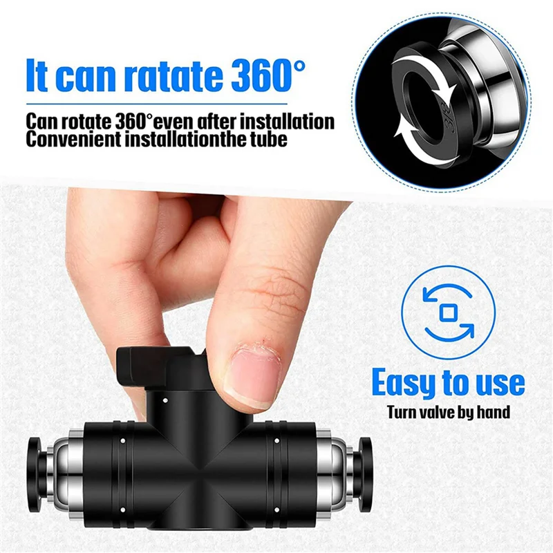A02F-10X Pneumatic Ball Valve Push To Connect Fittings Ball Valve Air Flow Control Valve Air Fittings Straight Quick Connect Qme