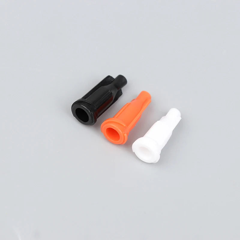 100Pcs Plastic Syringe Tips Caps Injector Dispenser Dispensing Needle Sealing Plug Standard Syringe Stop Caps Supplies Qme