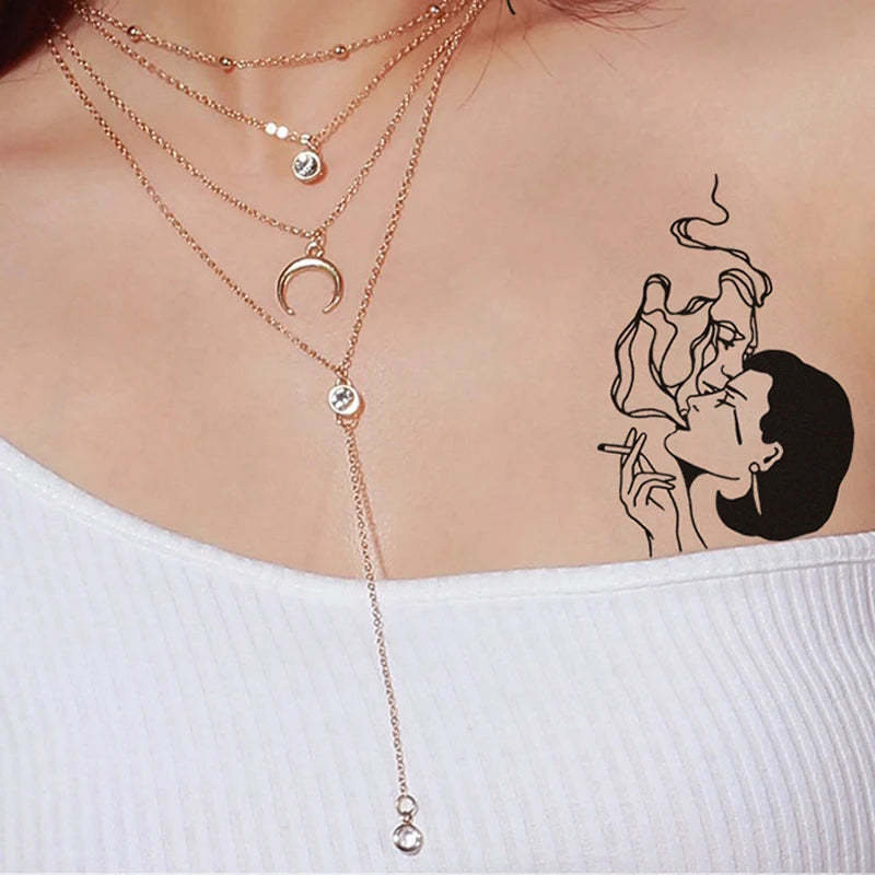 30 Sexy Black Temporary Stickers for Couples Tattoo Stickers Small Clear Dark Series Disposable Temporary Pattern Stickers Qme