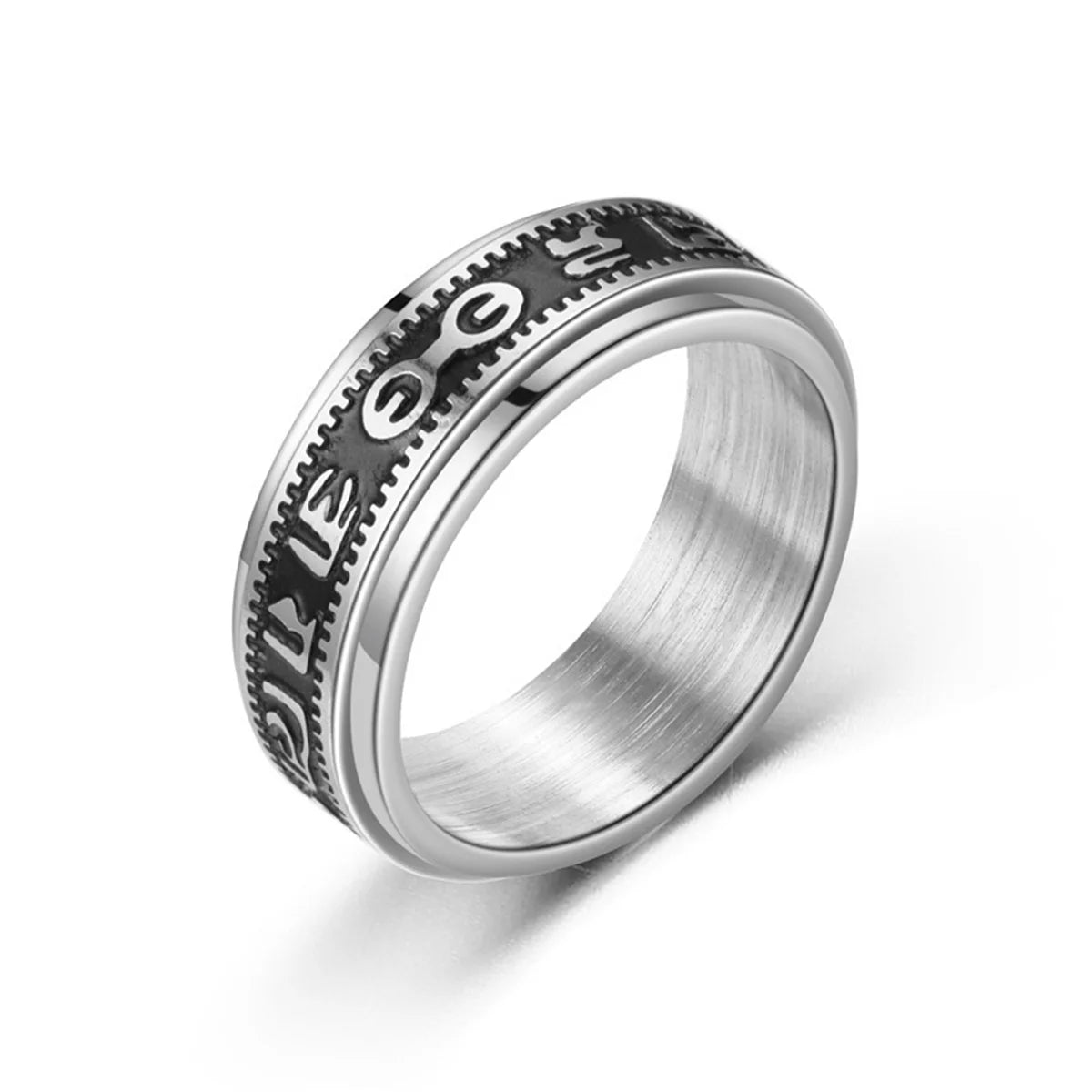 Spinning Spinner Ring For Men Women Anxiety Fidget Rings Stainless Steel Moon Star Roman Numerals Chain Rotating Ring Men Qme
