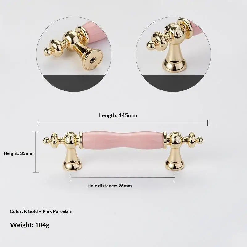 Modern Colored Ceramic Furniture Handle Golden Wardrobe Cabinet Handles Closet Door Knob Dressing Table And Drawer Pull Hardware Qme A15
