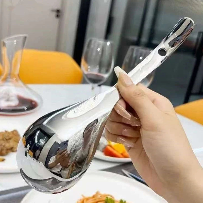 Stainless Steel Round Spoon Net Red Golden Dinner Long Handle Qme