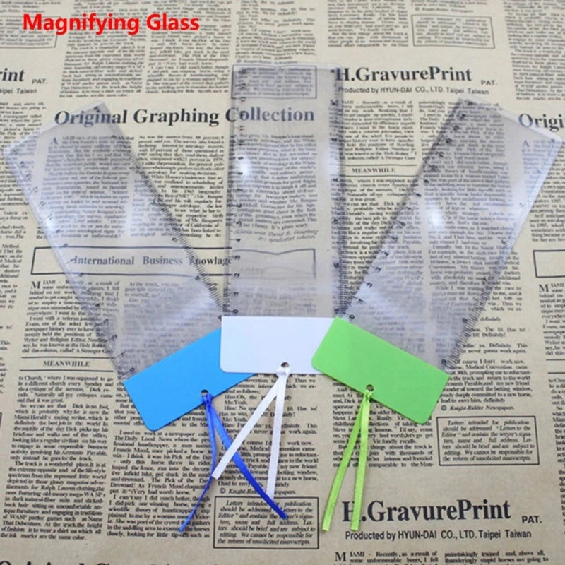 Portable Hand Held Ruler Magnifier Bar Measuring Scale Acrylic Qme 1 PC Random Color