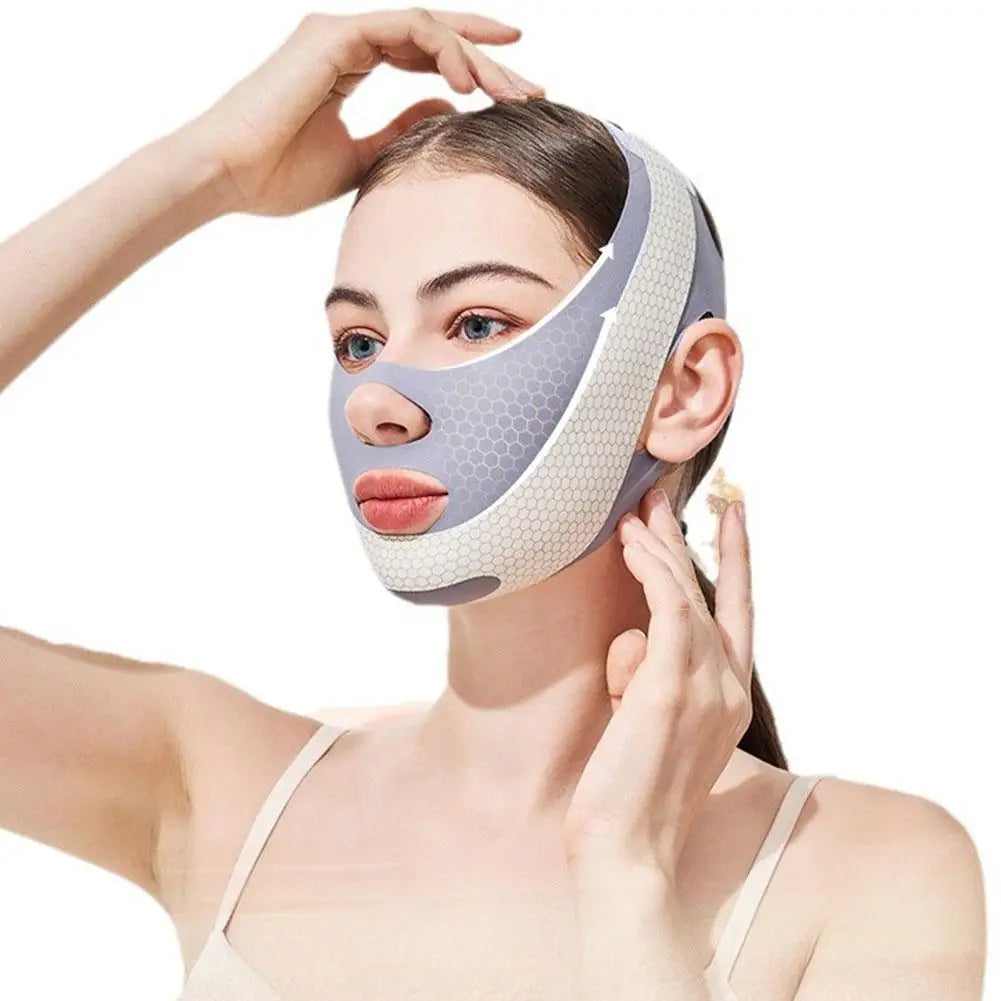 Chin Strap Sleeping Face V Shaper Adjustable Jaw Exerciser Double Qme Grey