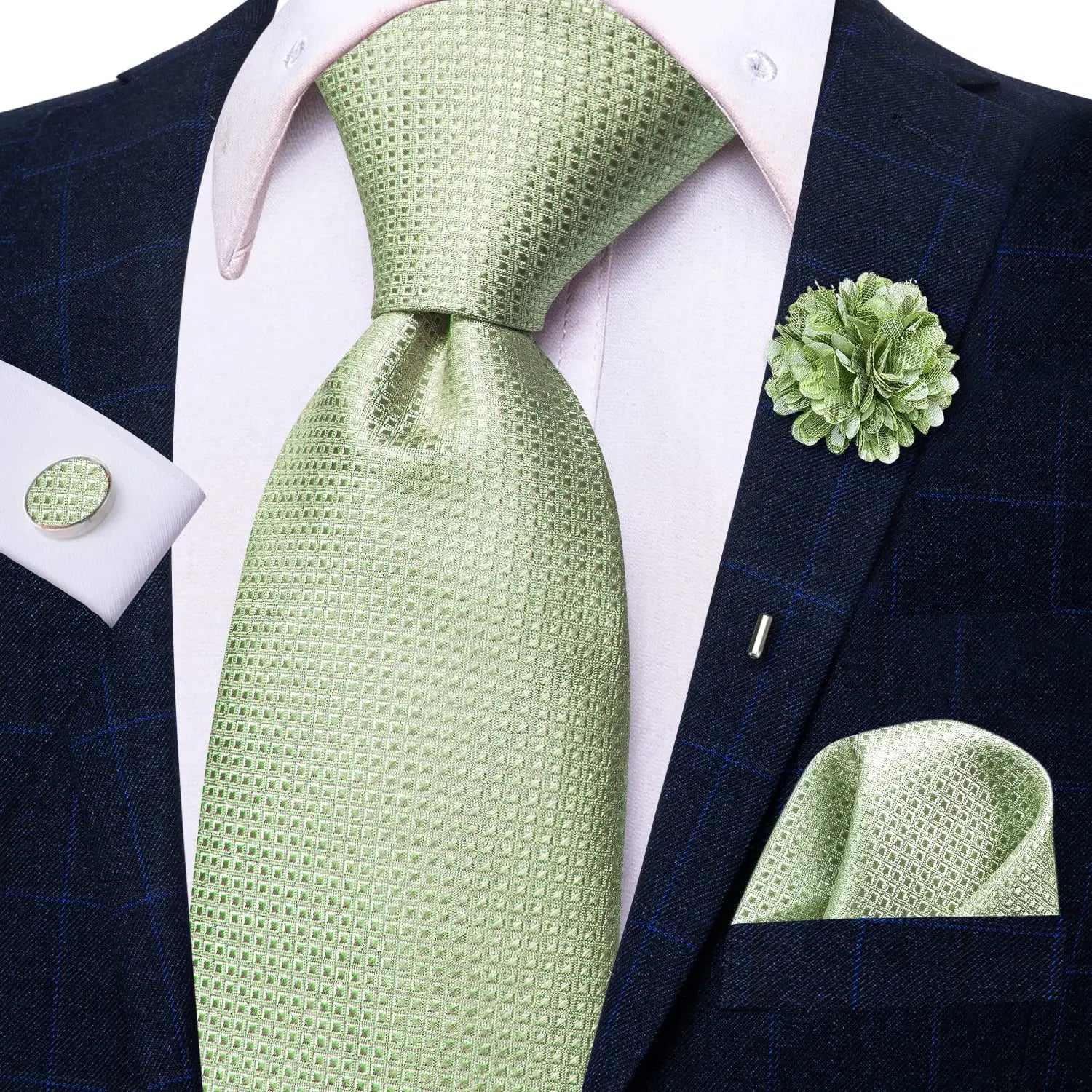 25 Colors Neck Ties Men Luxury Wide Silk Wedding Tie Pocket Square Qme N-3785-XH-027