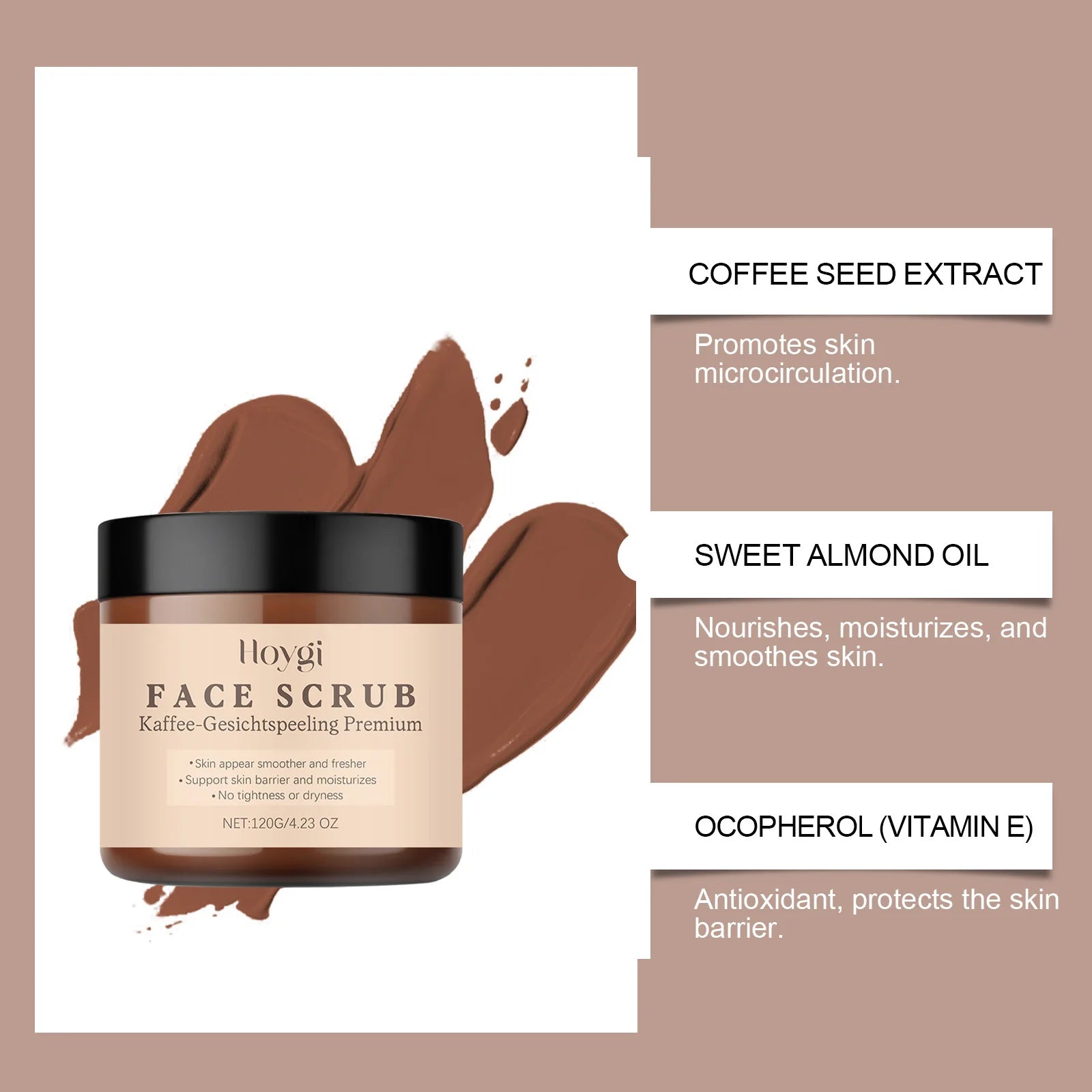 Vanilla Coffee Facial Scrub Deep Cleansing Oil Control Face Exfoliator Dual Scrubbing Particles Nourishing Smooth Glowing Skin Qme
