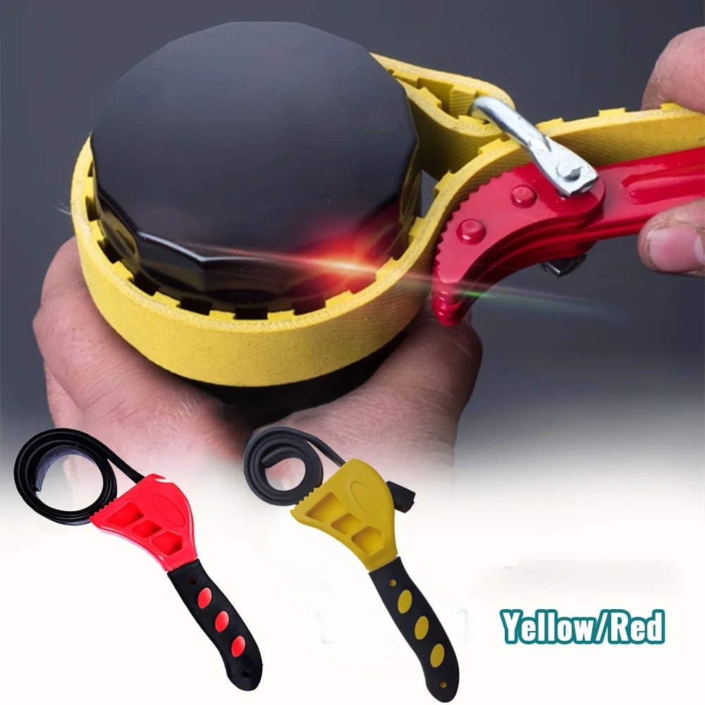 1Pcs 6inch Belt Wrench Oil Filter Puller Strap Spanner Chain Wrench Strap Opener, Adjustable Disassembly Tool Qme
