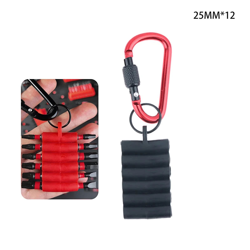 Portable Rubber Screwdriver Bit Holder With Carabiner Keychain Bits Holder Multi Cross Driver Bit Organizer Sleeve Holder Qme A2