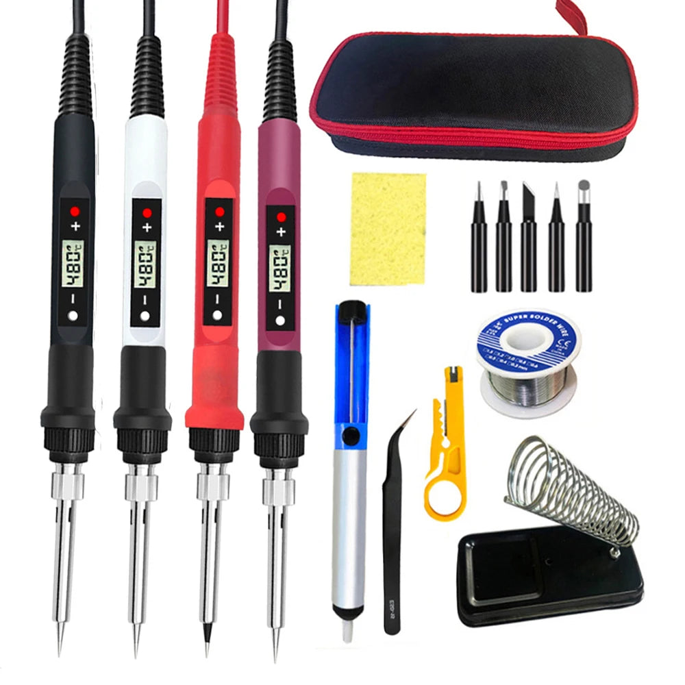 80W Digital Electric Soldering Iron Temperature Adjustable 220V 110V Qme