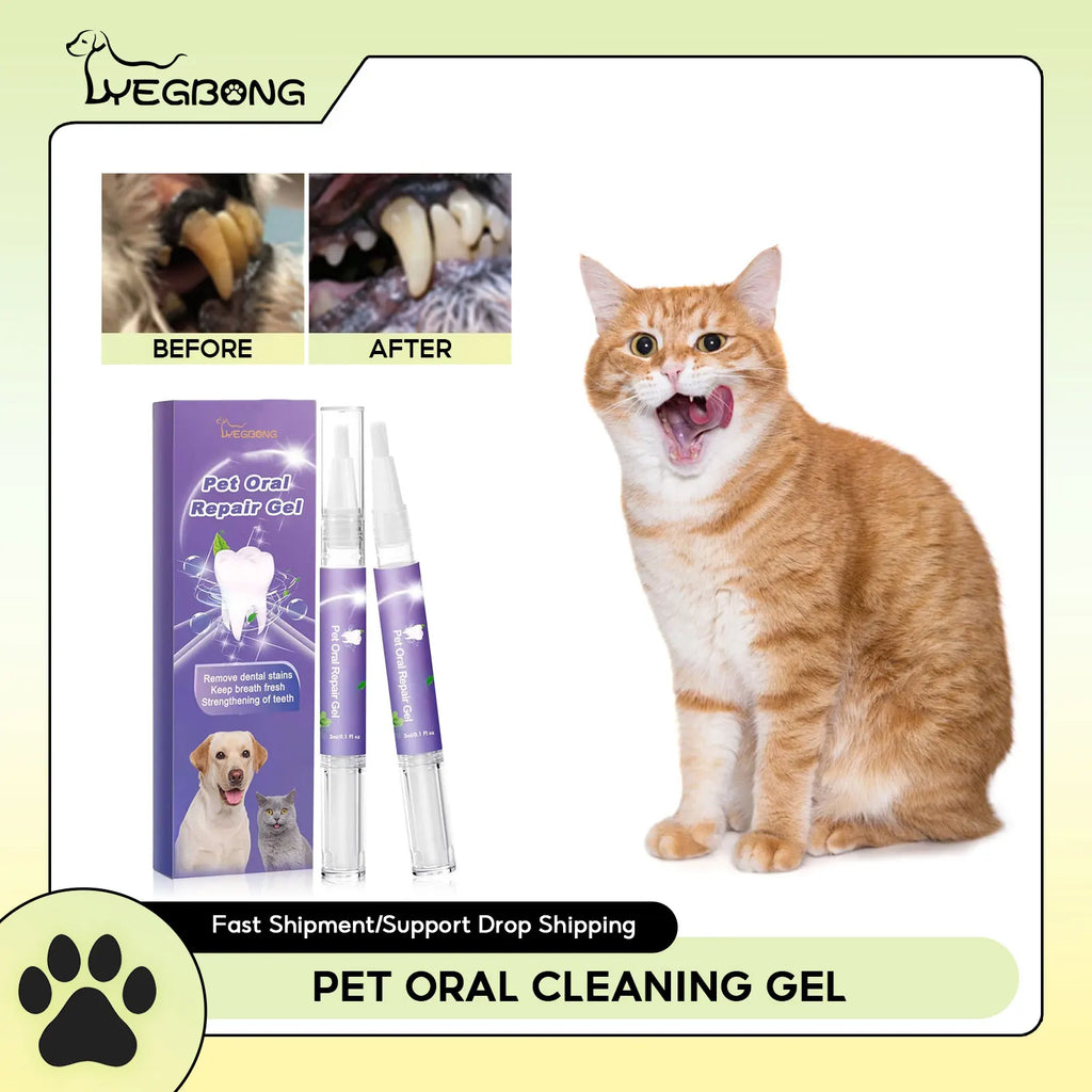 Pet Oral Repair Gel Puppy Tartar Removal Odor Eliminator Whiten Cats Dogs Teeth Stain Remover Gum Care Pet Teeth Cleaning Gel Qme