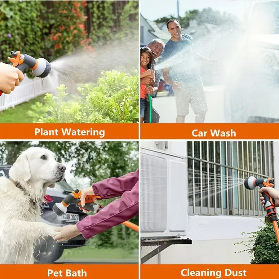 Spray hose nozzle, adjustable handle, suitable for car washing, pet bathing and plant watering. Car washing accessory. Qme