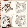 Cat Painting Stencils Reusable Hollow Kitten Pattern Molds Wall Art Qme Default Title