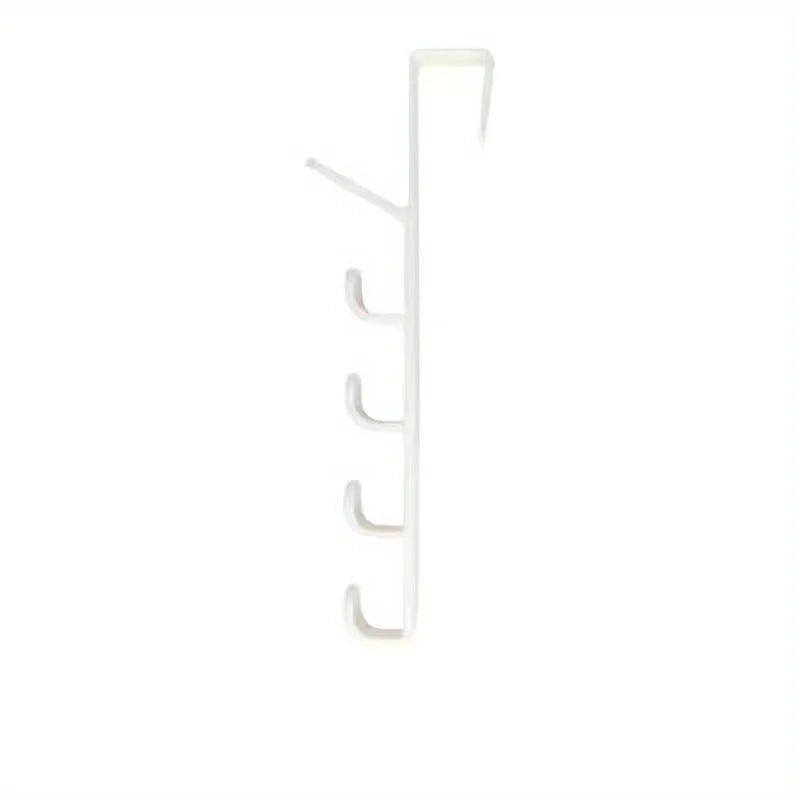 1pc Over The Door Hook Hanger, 5-Hook Plastic Organizer Rack For Coats, Hats, Robes, Shirts, Belts, Towels, Closet And Bathroom Qme White
