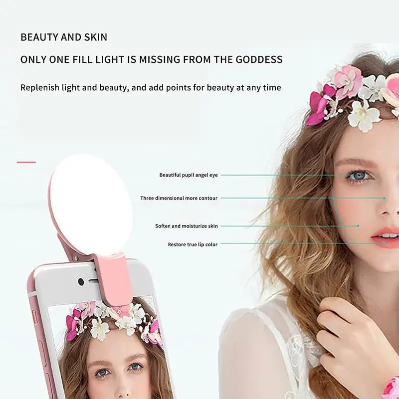 NEW Mobile Phone LED Selfie Ring Light Portable Mini Durable Practical Three Stop Dimming Circle Photography Clip Fill Light Qme