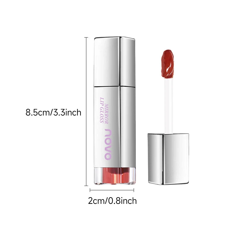 Glossy Lipstick-Lasting Hydrating Lip Gloss, Water Light Mirror Glossy Glass Lip Glaze, Waterproof, Non-Sticky, Non-Stick Cup Qme