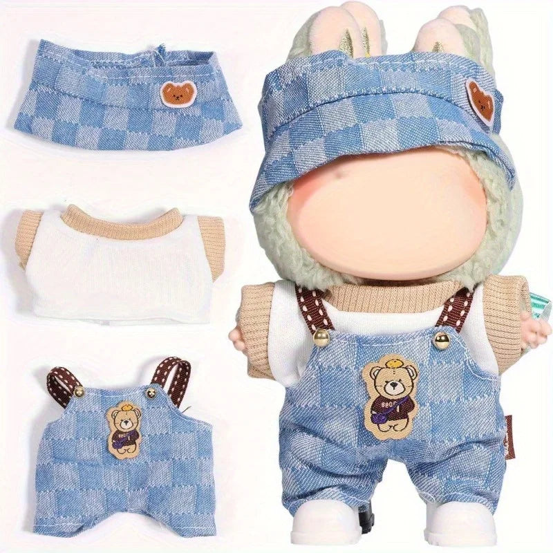 Suitable for a 3-piece set of 17cm Lububu doll clothes, fashionable and cute doll clothing accessories (without dolls) Qme SKY BLUE