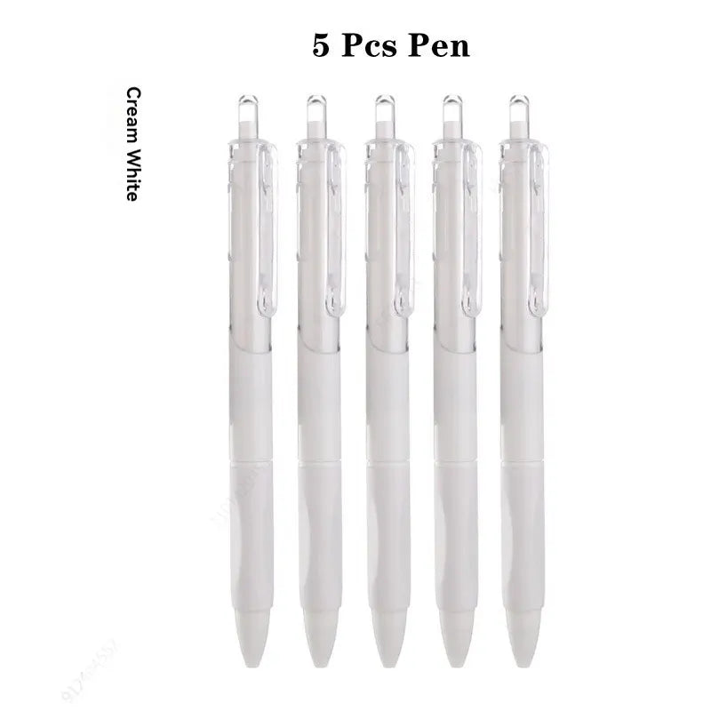 5 Pcs Gel Pen Ins Smooth Press Quick-drying 0.5mm Black Pen Ballpoint Pens School Supplies Stationery Qme White-5 pen black