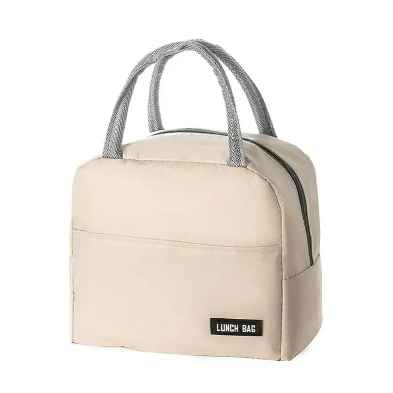 Portable Lunch Box Bag Solid Thickened Thermal Insulation Suitable Qme Beige