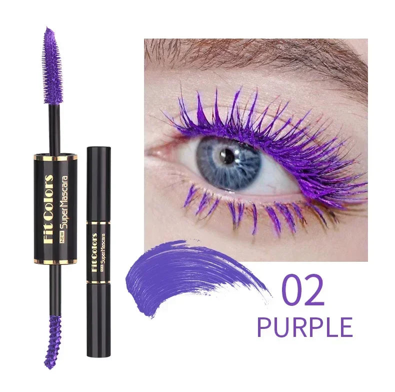 Double Head Colorful Mascara Waterproof Eyelashes Extension Thick Curling Quick Dry Long-lasting Blue Purple White Mascara Qme 02