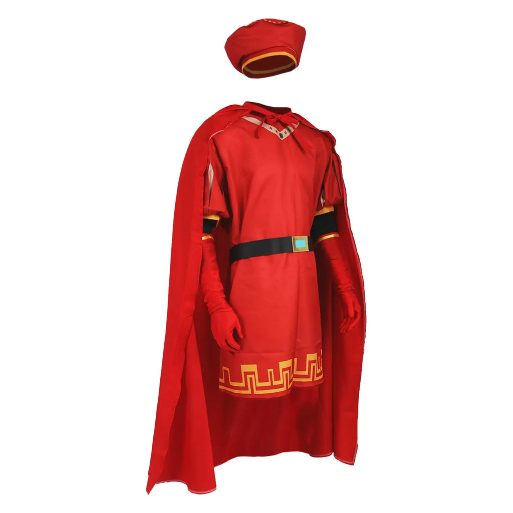 Boys Lord Farquaad Costumes King Outfits Halloween Evil King Robe Cloak Red Top Hat Anime Cosplay Party Dress Up Qme
