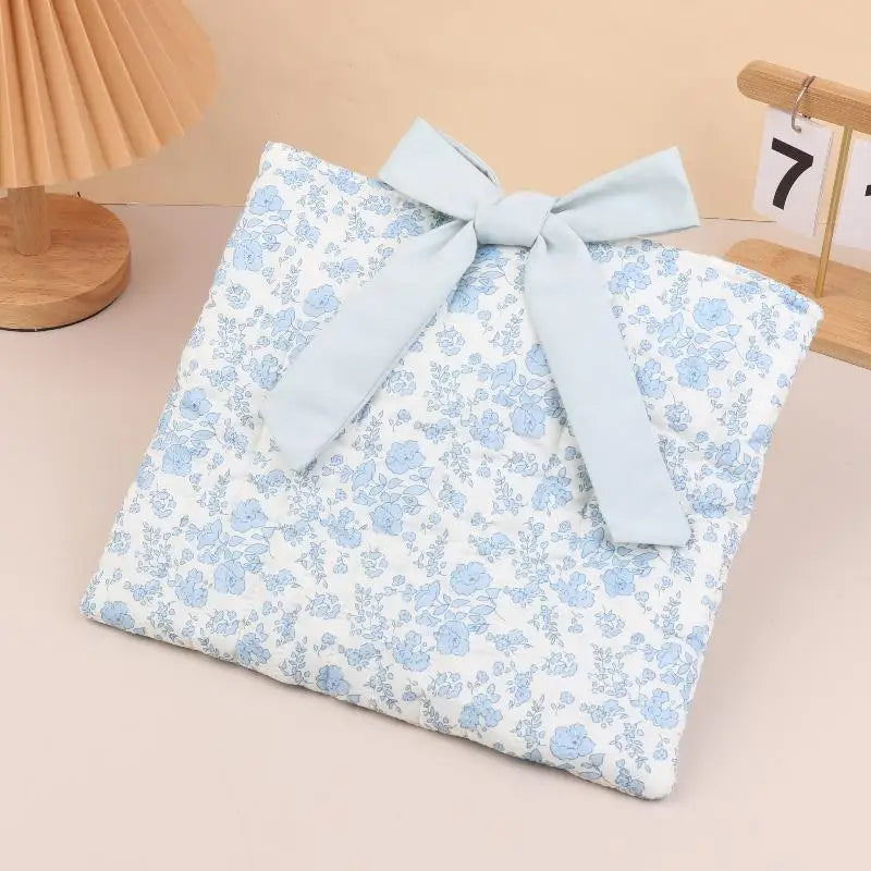 Women'S Floral Book Storage Bag With Bow Tie - Large Capacity Lightweight Cosmetic Organizer Quilted Design Qme