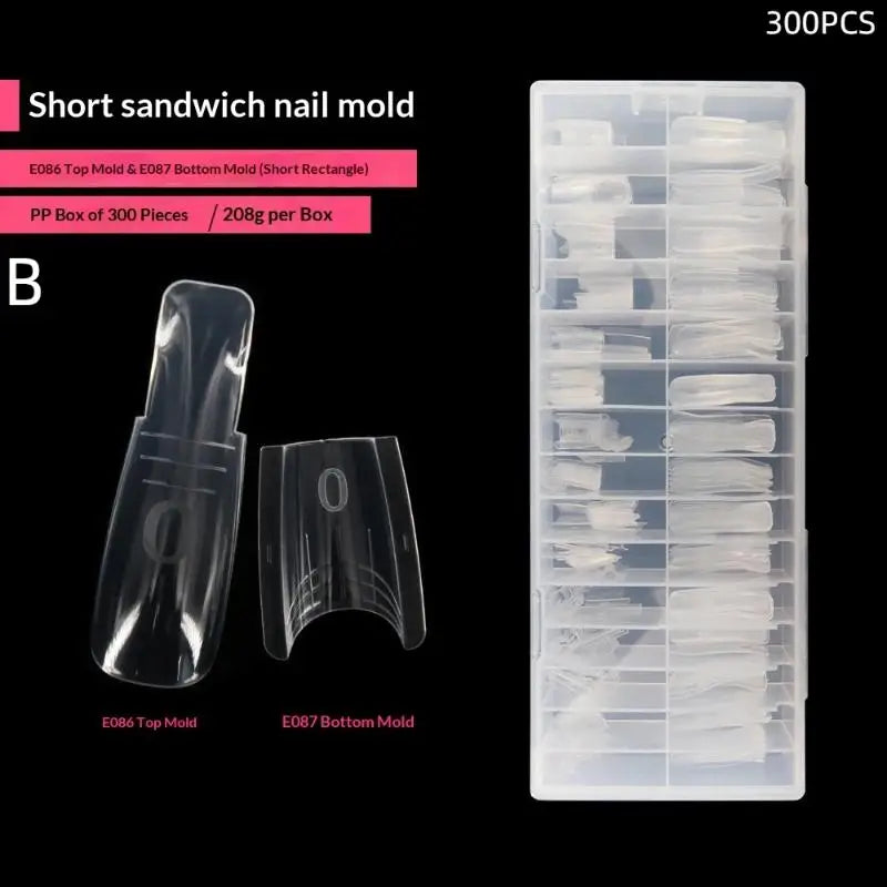 Coffin Nail Forms Sandwich Dual System Molds Acrylic Extensions 60 Qme B300