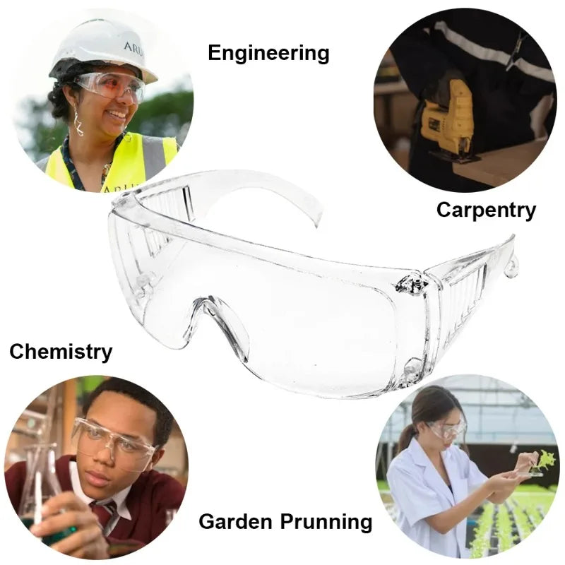 4pcs Safety Goggles Anti-Fog Anti-Splash Impact Resistant Lab Work Protective Eyewear UV Protection Windproof Qme