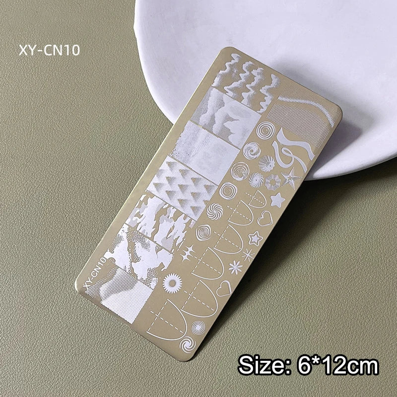 12x6cm Golden Rectangular Nail Stamping Plate Bowknot Butterfly Qme 10