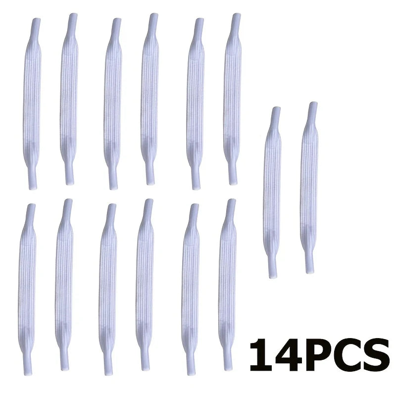 14 nylon knotless shoelaces with elastic shoelaces for children, adults, creative lazy people, no need to tie shoelaces Qme 14pcs White 7.5cm