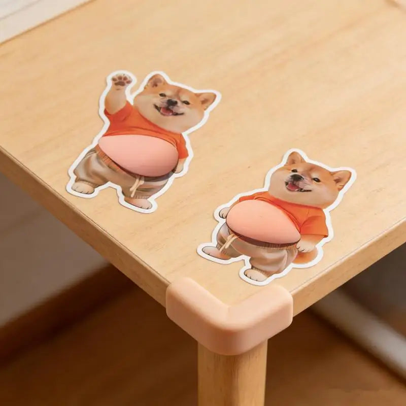 3D Cute Kawaii Dog Belly Sticker Silicone Soft Kitten Orange Outfit Qme