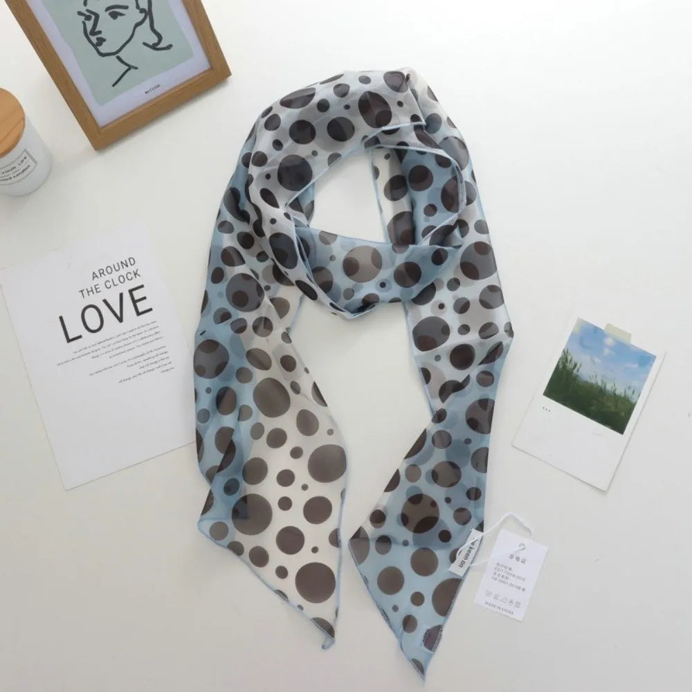 Elegant Polka Dots Long Scarf Versatile Narrow Scarves Fashionable Qme Style B