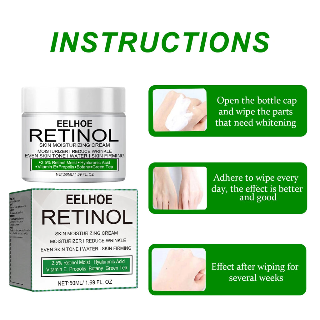 Retinol Whitening Cream for Dark Skin Knee Buttocks Underarm Butt Inner Brightening Private Part Remove Melanin Bleaching Cream Qme