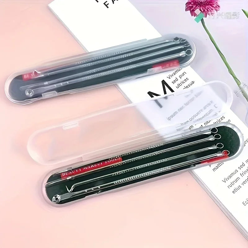 4pcs/ set Acne Blackhead Needle Blackhead Spot Comedone Skin Care Women Beauty Acne Care Pores Cleaner Needle Hook Qme