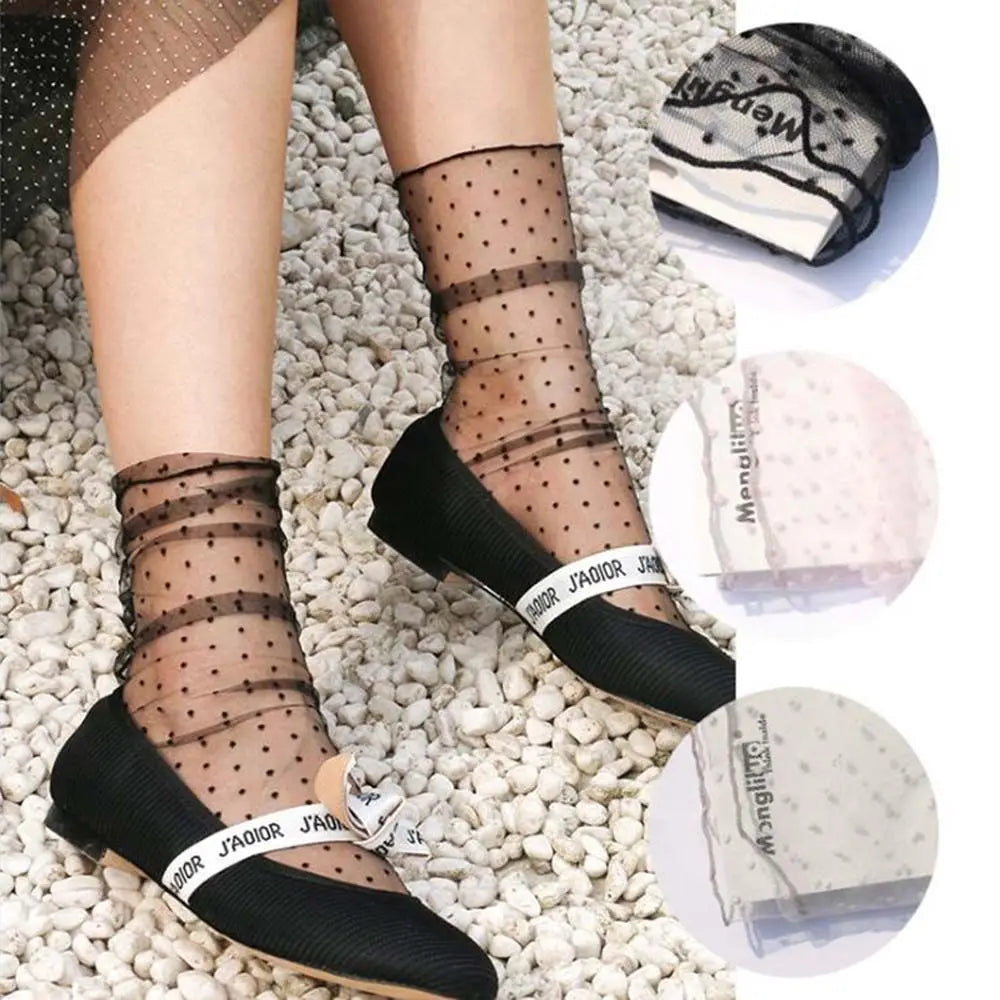 Thin Chiffon Female Fashion Nylon Glass Stockings Dress Socks Tulle Socks Qme
