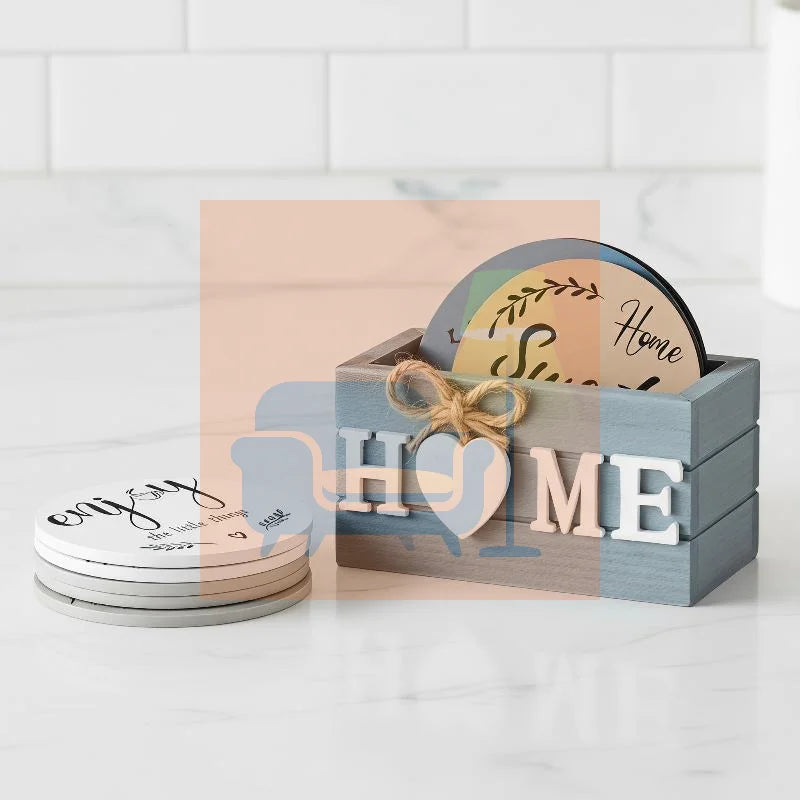 Natural Wooden Coasters For Drinks Set Of 6 Thick Absorbent Cup Pads With Storage Box For Coffee Wooden Table Protection Qme