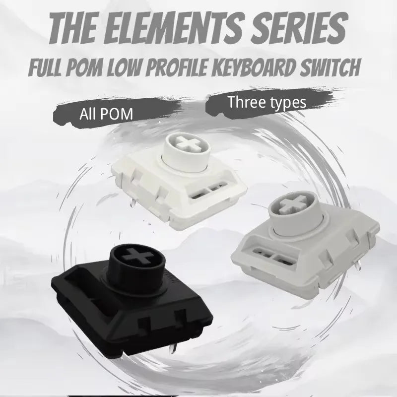 Kailh Low Profile Switch Customized Full POM The Elenments Series White Rain Black Cloud Hide Mountain Switch Qme 10PCSGrey
