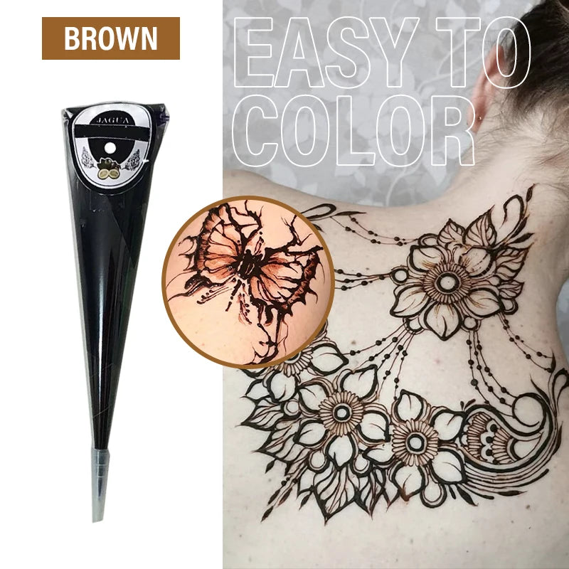 Henna Temporary Tattoo Non-toxic Cone Body Paint Brown Paste Qme Brown