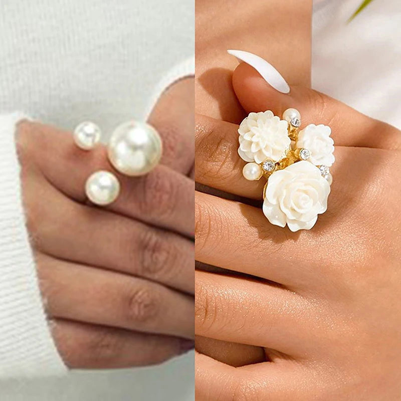 Simple Flower Fingertip Nail Rings Photo Open Ring Studio Supplies Qme