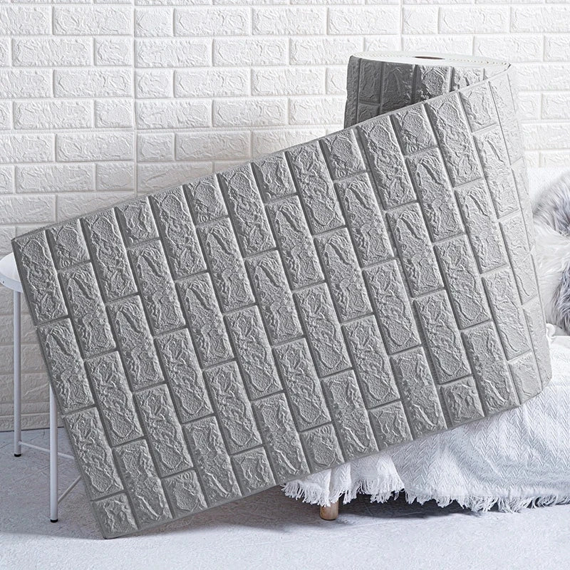 1m 3D Brick Pattern Wall Sticker Self-adhesive Panel Waterproof Qme