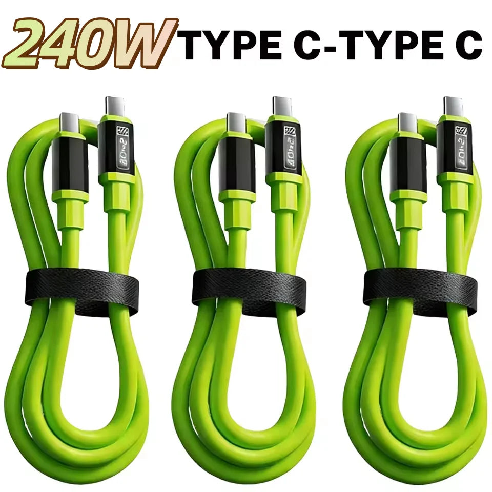 240W USB C to C PD Mobile Phone Fast Charging Data Cable USB Type C Quick Charger Wire Spring USB Cord for iPhone Samsung Xiaomi Qme