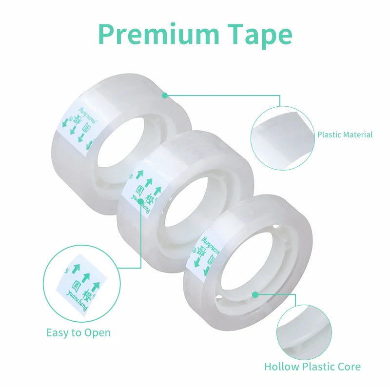 Multifunction Clear Tape Refill High Viscosity Transparent Adhesive for Gift Wrapping Packing Compatible with Tape Dispensers Qme