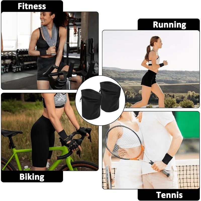 Elastic Wrist Wallet Pouch, Zipper Sports Arm Band Bag, Anti-Theft Travel Wrist Pocket For Running Gym Travel Qme