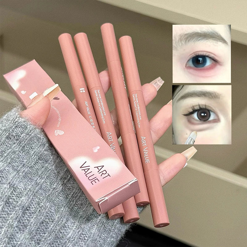 Two-tone Paste Lying Silkworm Pen Under Eye Liner Brighten Shadow Makeup Pencil Nude Pink Beige Lower Eyelid Highlighter Contour Qme