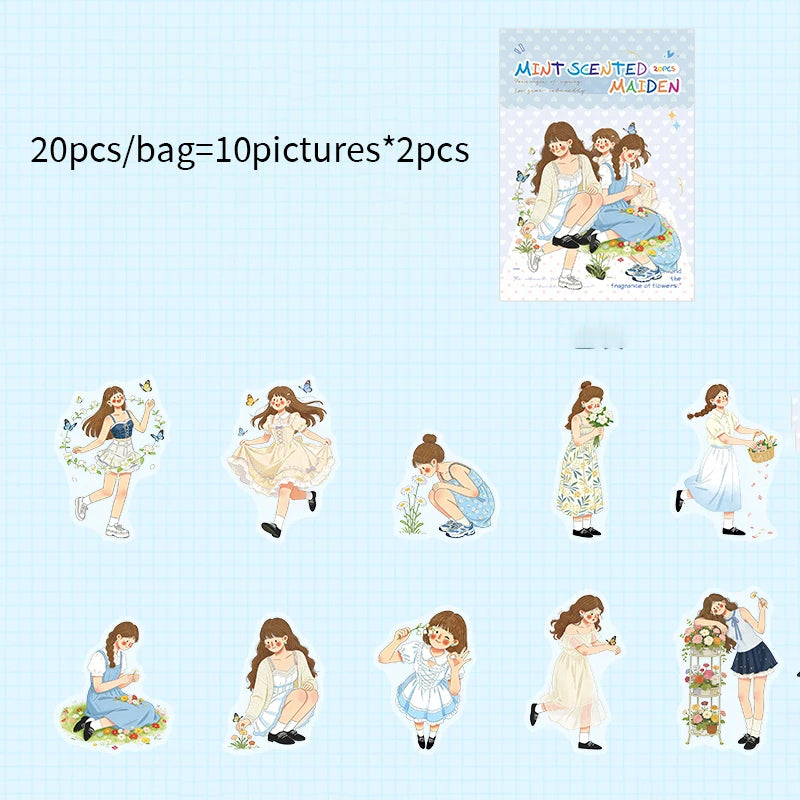 Fresh Summer Girly Sticker Pack, No-cut Decor for Phone Cases, Journals & Water Bottles, Aesthetic Stationery for Students Qme B
