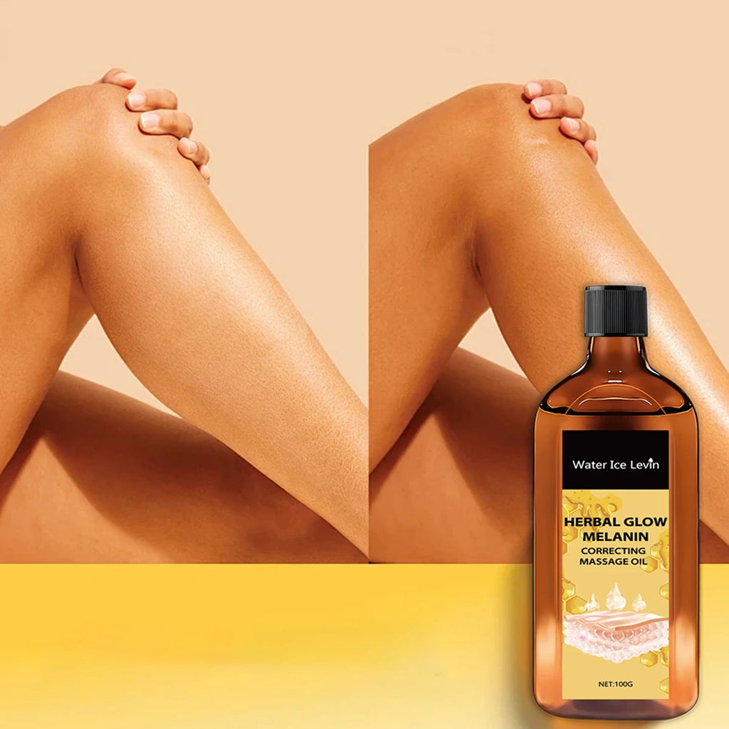 Herbal Glow Melanin Correcting Massage Oil with Bee Venom & Vitamin C - Brightening & Deeply Moisturizing for All Skin Types Qme
