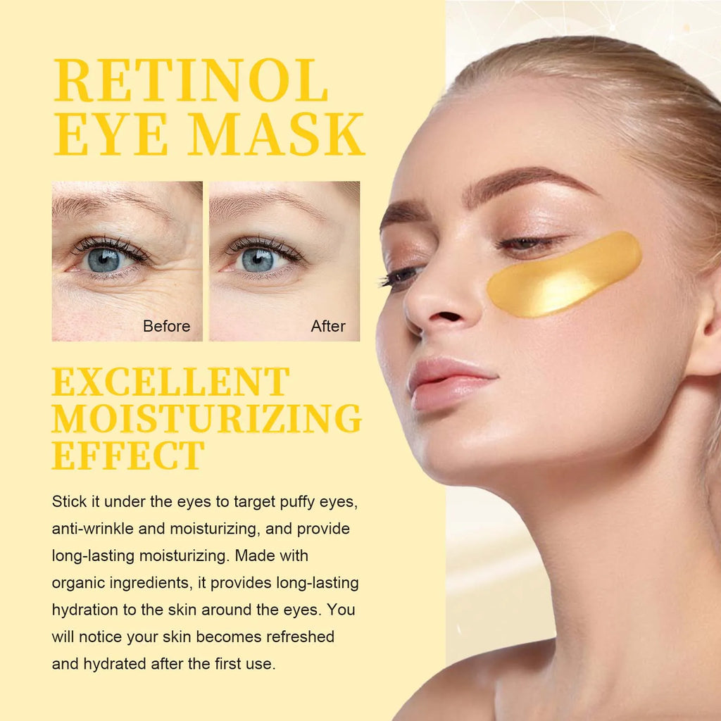 Retinol Eye Mask Anti Dark Circles Eyes Bags Skin Firming Collagen Moisturizing Aloe Repair & Firming Brighten Under Eye Patches Qme